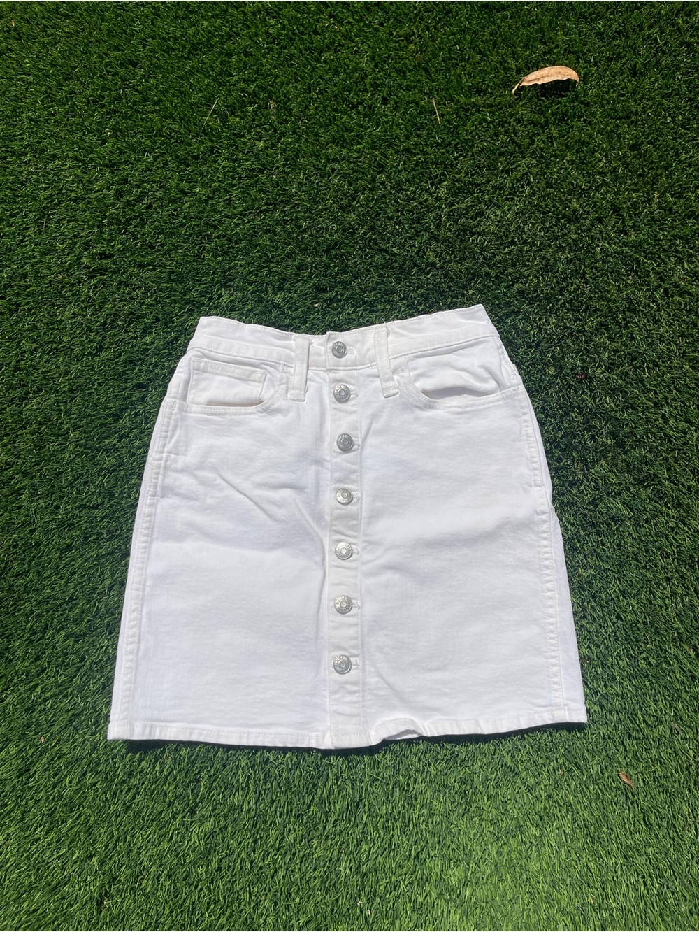 Madewell White Button-Front Denim Mini Skirt